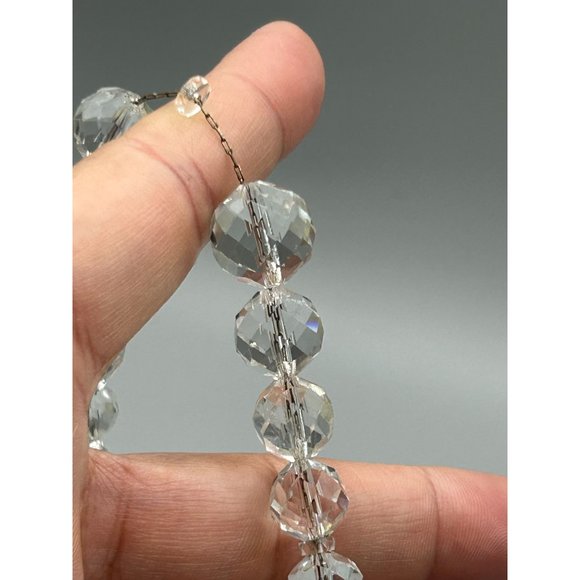 Art Deco Clear Crystal Necklace Graduated Beads Strung On Sterling Silver Chain - Picture 8 of 10